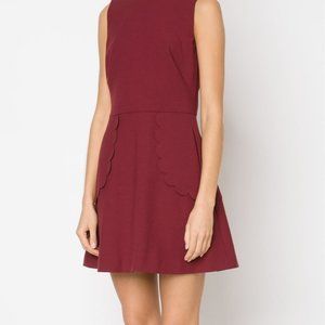 RED Valentino Women's Red Scalloped Mini Dress